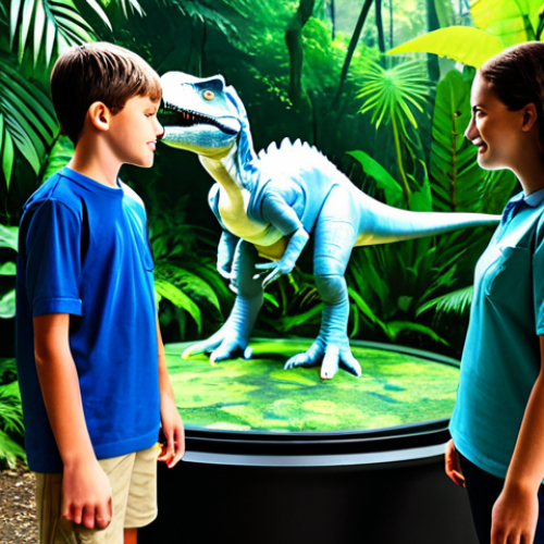 Home 17 Teamwork & Strategy**
"Three fully clothed young adventurers, Max, Rex, and Zoe, in appropriate outdoor attire, strategizing around a holographic display of a dinosaur, safe for work, professional quality, perfect anatomy, natural proportions, dynamic pose, lush jungle background, showing collaboration and focus, appropriate content, modest clothing, family-friendly."
**