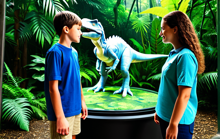 Teamwork & Strategy**

"Three fully clothed young adventurers, Max, Rex, and Zoe, in appropriate outdoor attire, strategizing around a holographic display of a dinosaur, safe for work, professional quality, perfect anatomy, natural proportions, dynamic pose, lush jungle background, showing collaboration and focus, appropriate content, modest clothing, family-friendly."

**