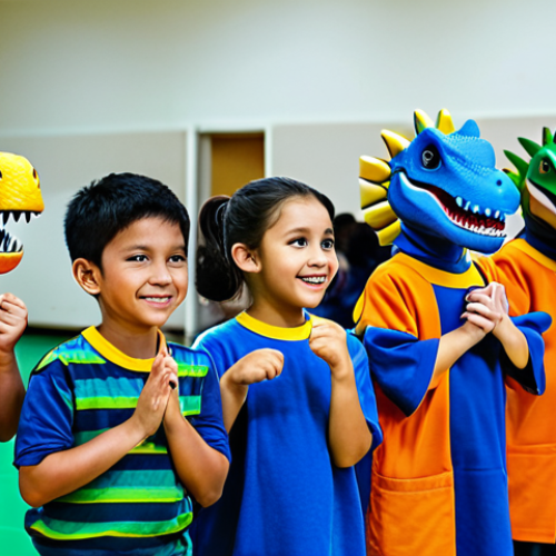 Home 8 **
"A group of fully clothed children participating in a Dino Mecard skill competition at a local community center, appropriate attire, safe for work, perfect anatomy, natural proportions, family-friendly event, well-formed hands, proper finger count, bright and cheerful lighting, professional photography, modest clothing."
**
