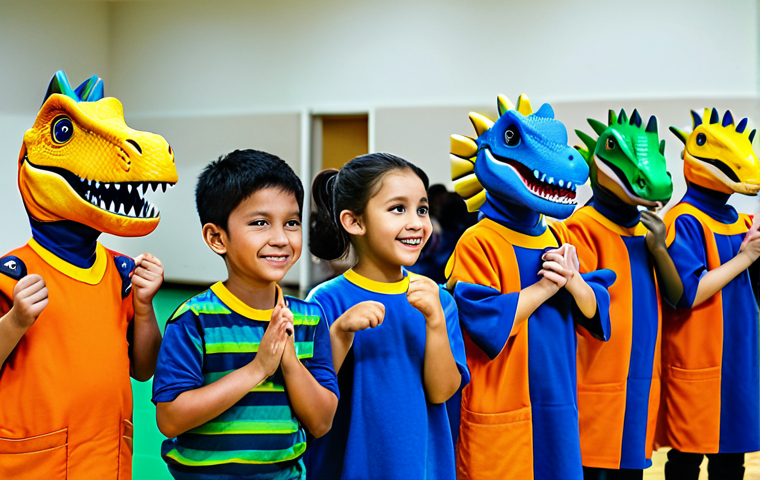 **

"A group of fully clothed children participating in a Dino Mecard skill competition at a local community center, appropriate attire, safe for work, perfect anatomy, natural proportions, family-friendly event, well-formed hands, proper finger count, bright and cheerful lighting, professional photography, modest clothing."

**