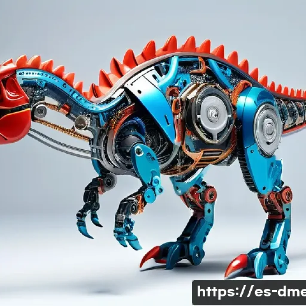 공룡메카드 인형 제작 과정 - A highly detailed digital 3D rendering of a Dinosaur Mecard toy concept showcasing a futuristic mech...