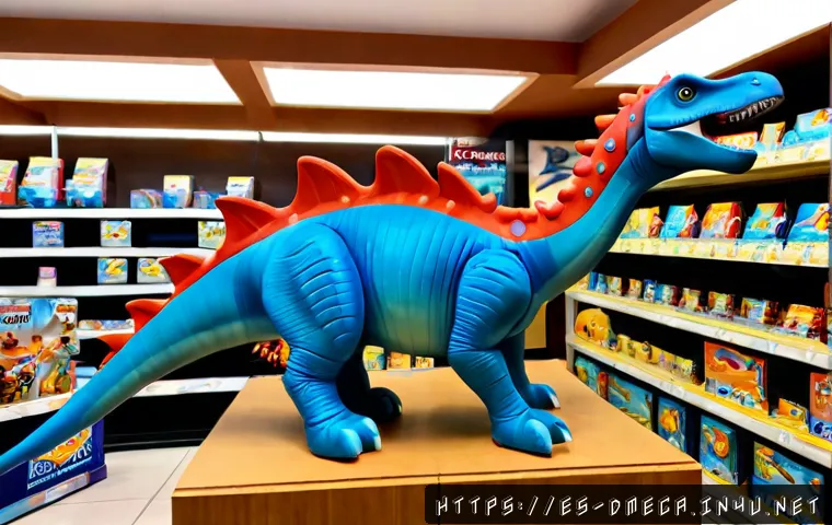 공룡메카드 특별판 출시 정보 - Photorealistic special-edition dinosaur transforming toy launch display in a bright Spanish family t...